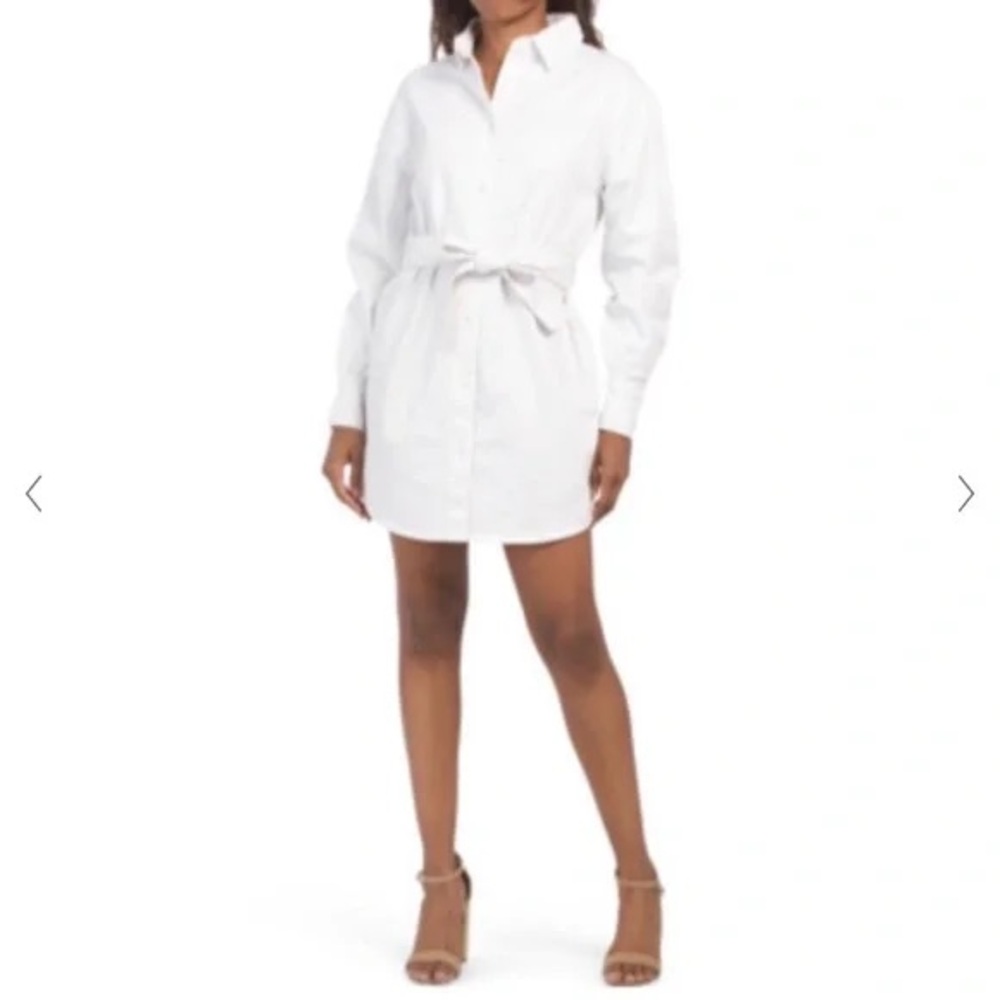 Avec Les Filles White Button-Up Shirt Dress